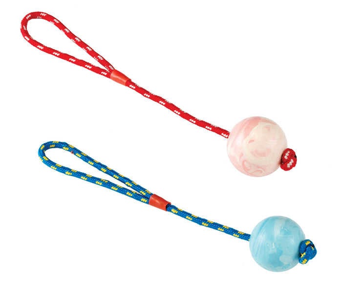 Pawpurr Rubber Rope Ball Small (6.4cm) Pink/Blue